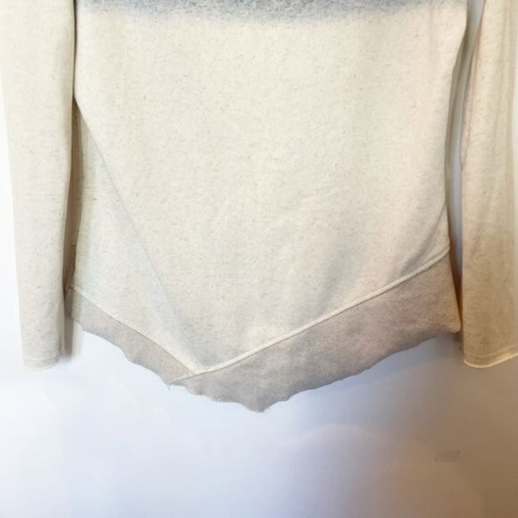 Gilded Intent Ombre Gray & White Sweatshirt Asymmetrical Hem Long Sleeves Womens - Picture 5 of 9